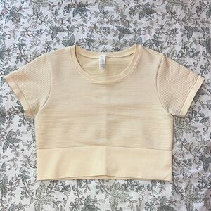 Womens Aerie Cream/light tan Short Sleeve spandex-like Top